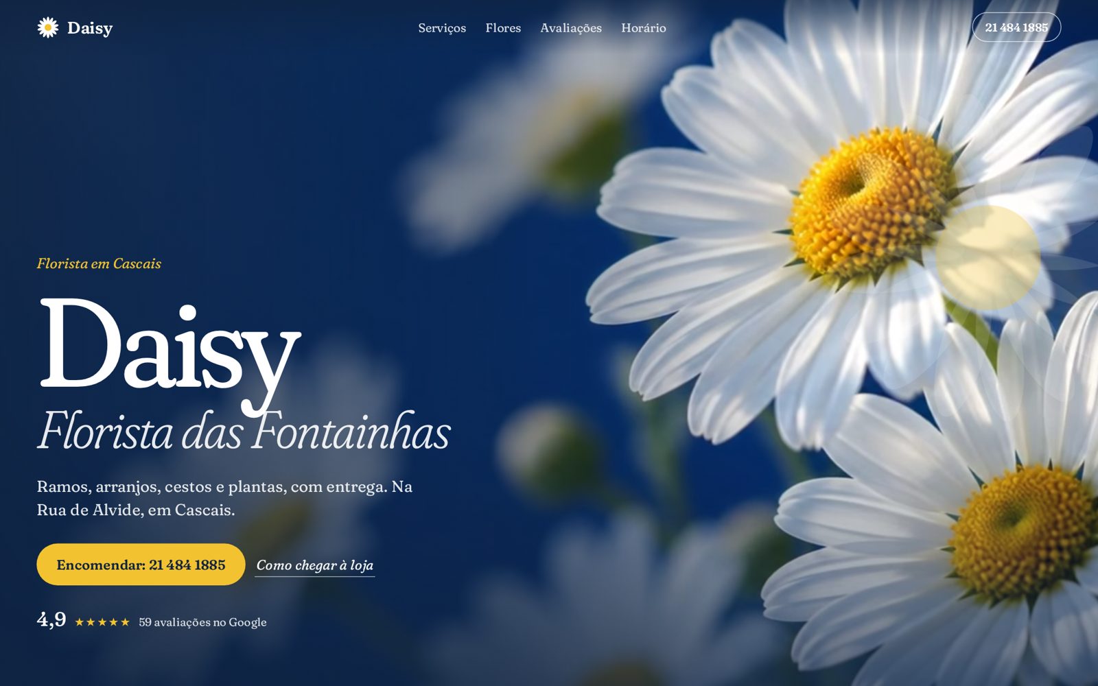 Site Daisy, Florista das Fontainhas no computador
