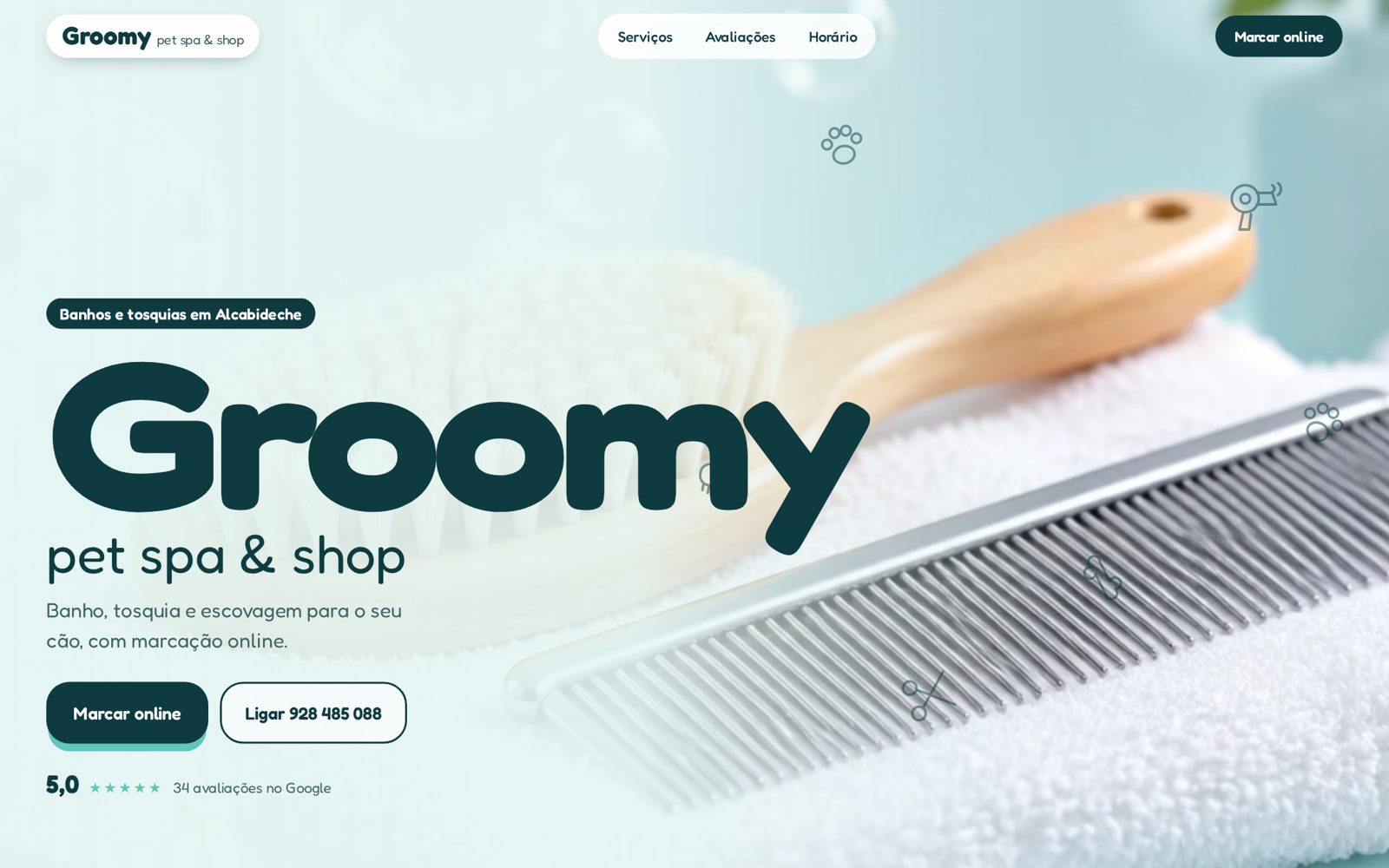 Site Groomy no computador